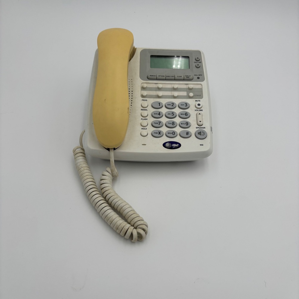 AT&T 950 Corded Speakerphone Landline OS White Good LCD Display Speakerphone